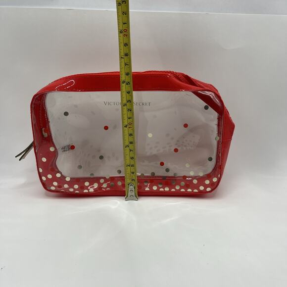 victoria secret bag makeup bag Red Clear Dotted - Picture 10 of 14